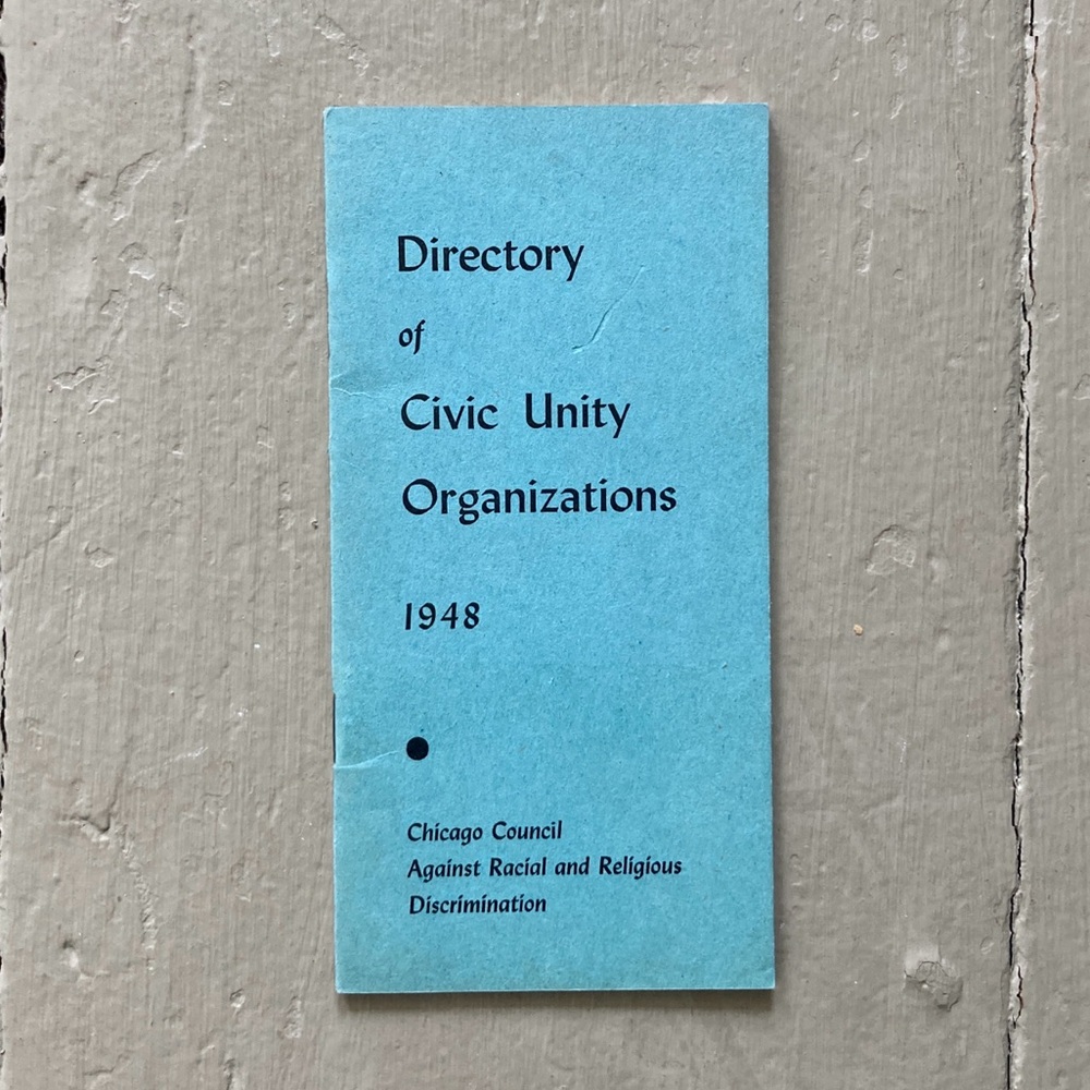 1948 Directory of Civic Unity Organizations ACLU Chicago Race Nonfiction
